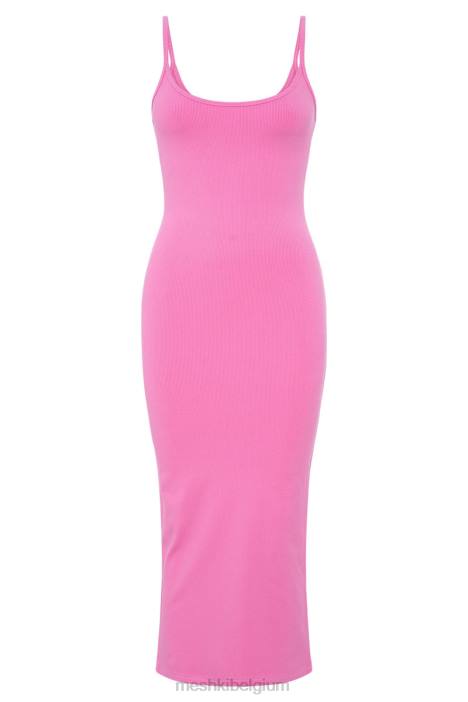 Alexis geribbelde cami midi-jurk Meshki kauwgom roze N4JN421 kleding