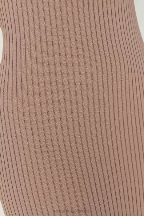 Avalon gebreide midi-jurk zonder rug Meshki taupe N4JN350 kleding
