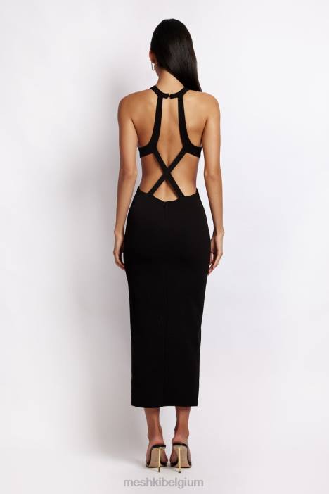 Briana midi-jurk met uitsnijding Meshki zwart N4JN721 kleding