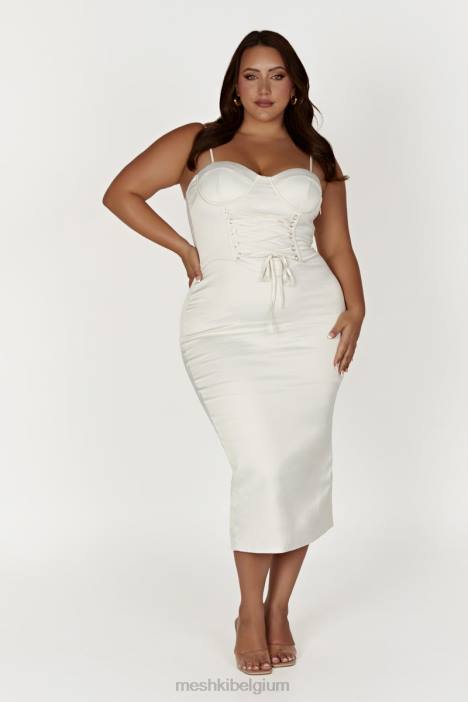 Camelia korset midi-jurk Meshki ivoor N4JN594 kleding