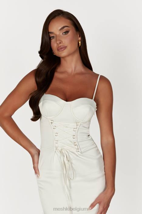 Camelia korset midi-jurk Meshki ivoor N4JN594 kleding