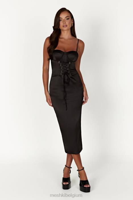 Camelia korset midi-jurk Meshki zwart N4JN601 kleding
