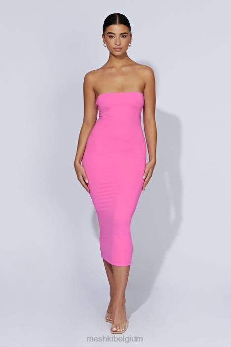 Cassidy strapless midi-jurk Meshki kauwgom roze N4JN518 kleding