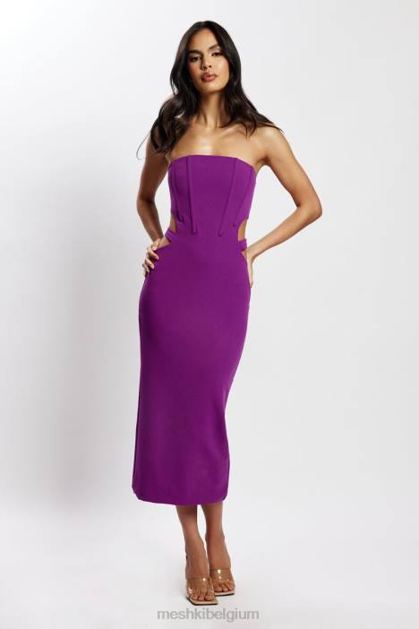 Catherine uitgesneden midi-jurk Meshki paars N4JN626 kleding