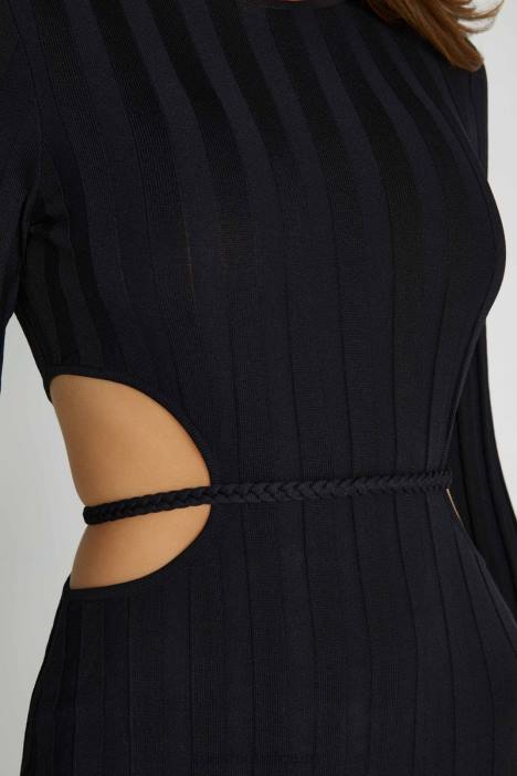 Elodie gebreide midi-jurk Meshki zwart N4JN244 kleding