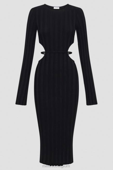 Elodie gebreide midi-jurk Meshki zwart N4JN244 kleding