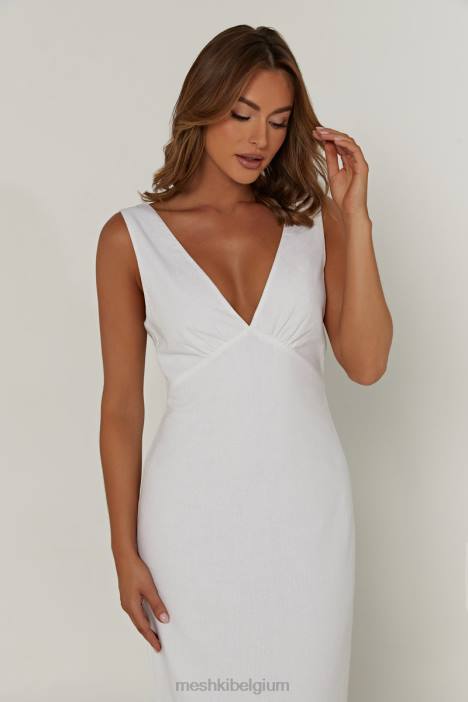 Elspeth linnen midi-jurk Meshki wit N4JN332 kleding