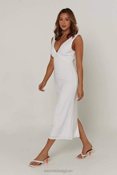 Elspeth linnen midi-jurk Meshki wit N4JN332 kleding