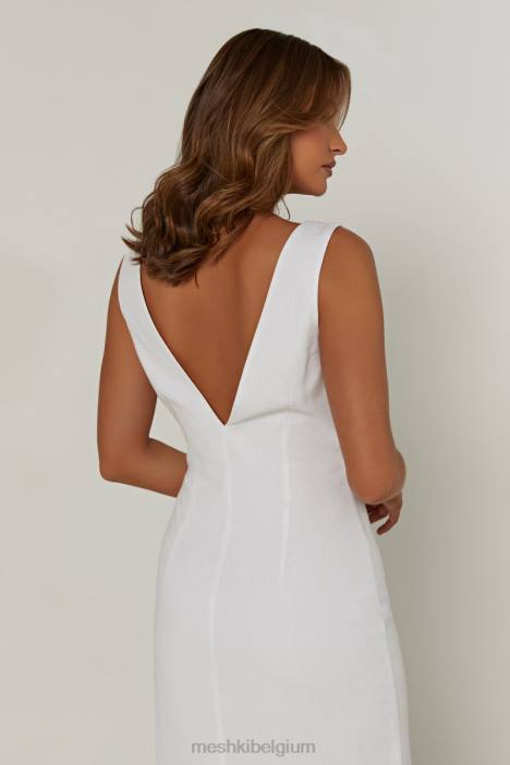 Elspeth linnen midi-jurk Meshki wit N4JN332 kleding
