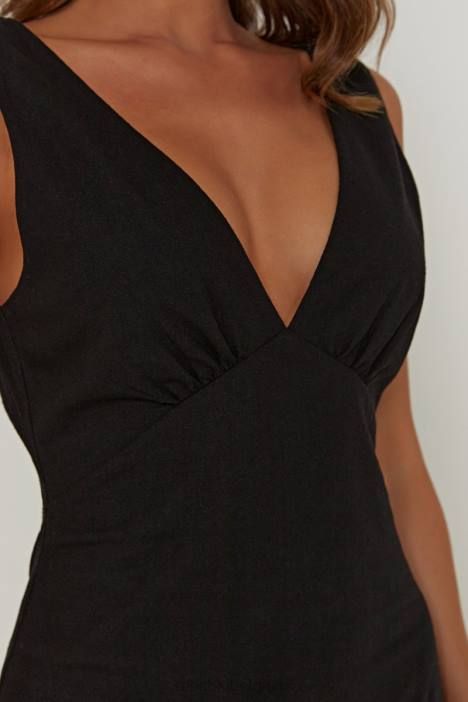 Elspeth linnen midi-jurk Meshki zwart N4JN403 kleding