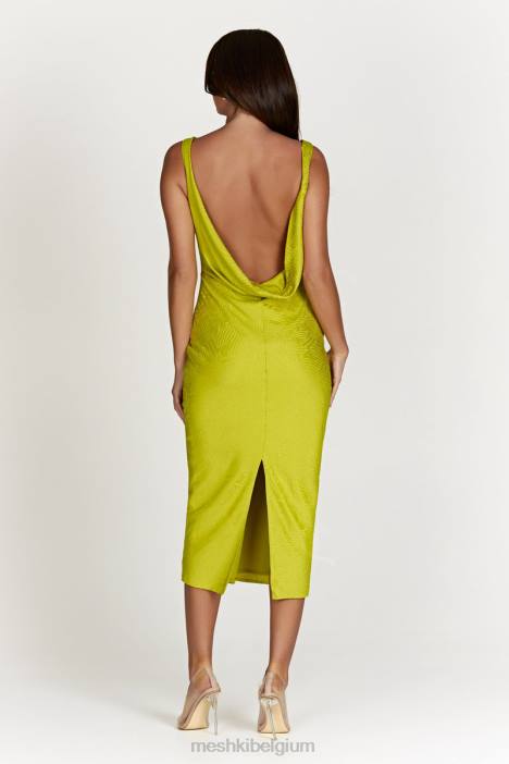 Fallon midi-jurk met kap Meshki chartreuse N4JN624 kleding