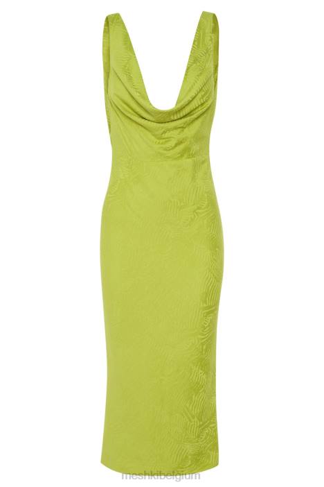 Fallon midi-jurk met kap Meshki chartreuse N4JN624 kleding