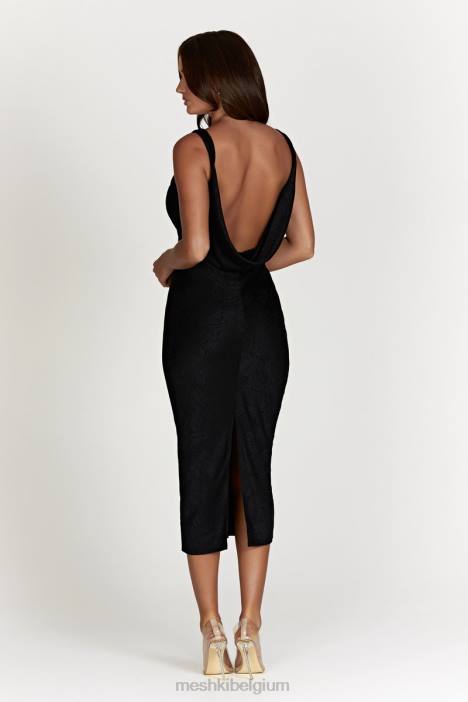 Fallon midi-jurk met kap Meshki zwart N4JN634 kleding
