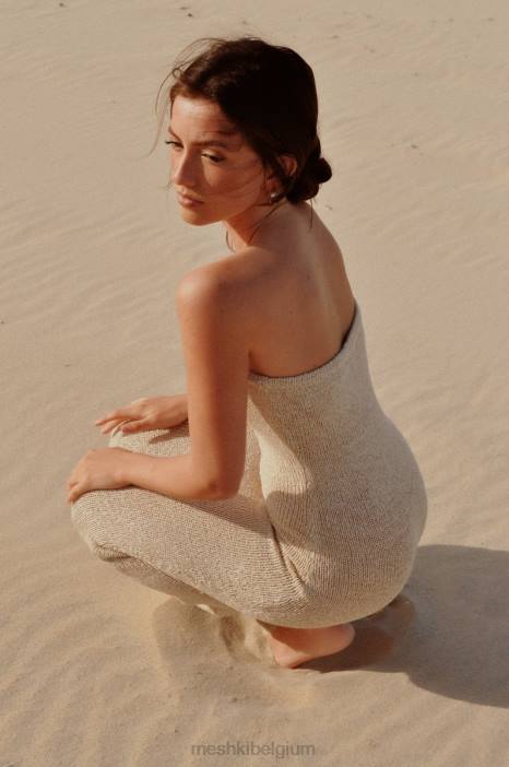 Friya strapless midi-jurk van tapegaren Meshki tarwe N4JN566 kleding