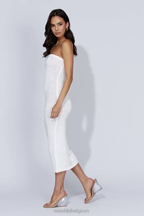 Friya strapless midi-jurk van tapegaren Meshki wit N4JN621 kleding