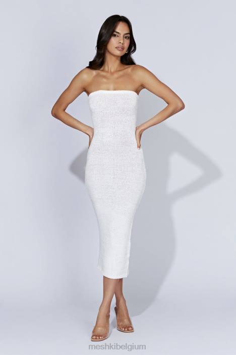 Friya strapless midi-jurk van tapegaren Meshki wit N4JN621 kleding
