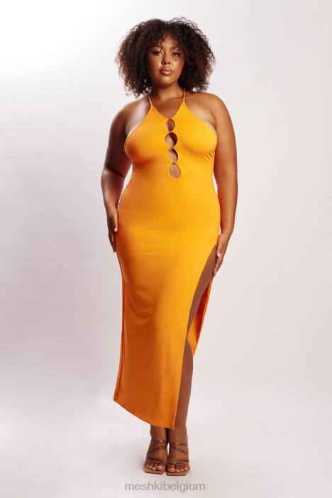 Halter midi-jurk met kralen Meshki mandarijn N4JN731 kleding