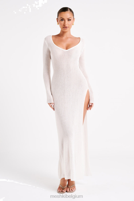 Imelda gebreide cover-up midi-jurk Meshki wit N4JN22 kleding