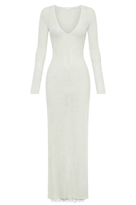 Imelda gebreide cover-up midi-jurk Meshki wit N4JN22 kleding
