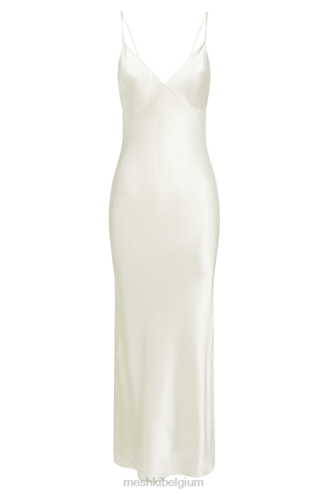 Kiko midi-jurk van satijnchiffon Meshki ivoor N4JN43 kleding