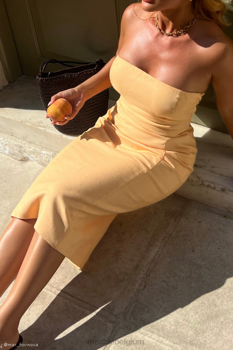 Kyleigh linnen strapless midi-jurk Meshki mango N4JN341 kleding