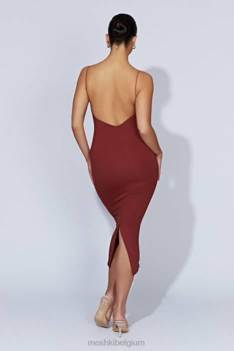 Lexia midi-jurk met lage halslijn Meshki kersen chocolade N4JN551 kleding