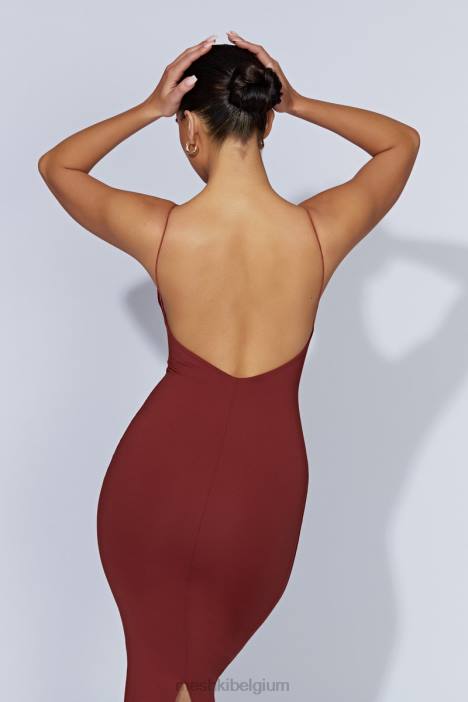 Lexia midi-jurk met lage halslijn Meshki kersen chocolade N4JN551 kleding