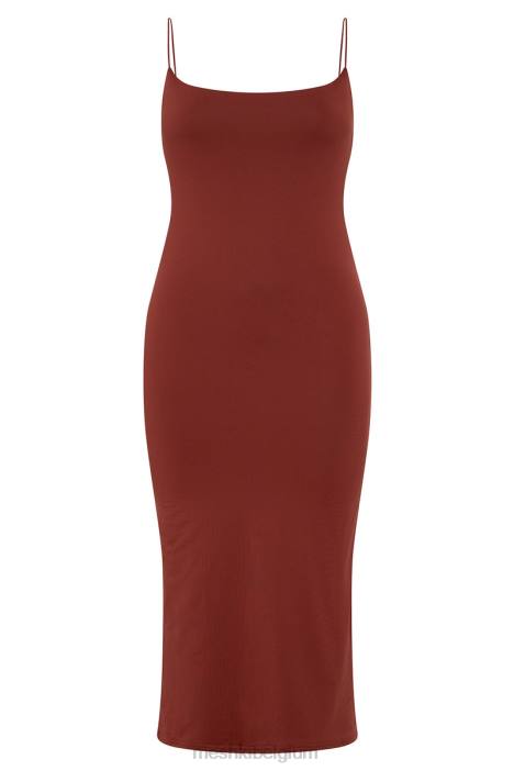 Lexia midi-jurk met lage halslijn Meshki kersen chocolade N4JN551 kleding