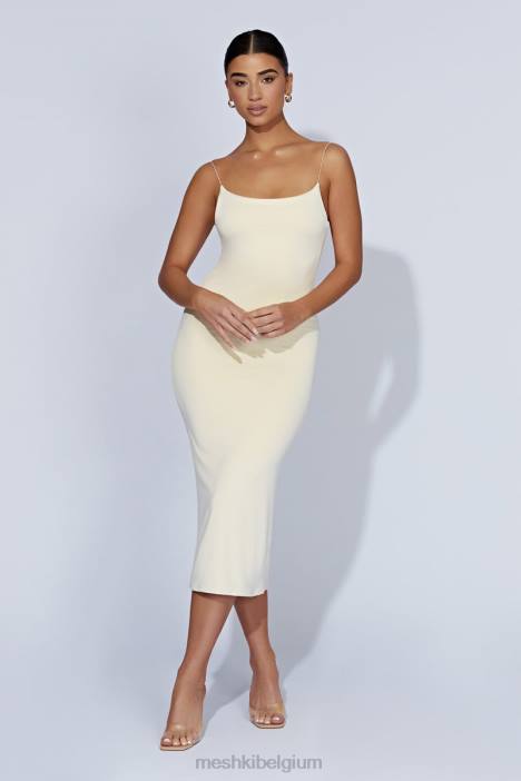 Lexia midi-jurk met lage halslijn Meshki room N4JN577 kleding