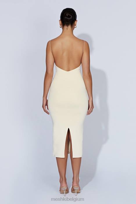 Lexia midi-jurk met lage halslijn Meshki room N4JN577 kleding
