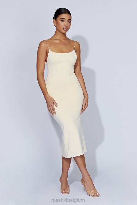 Lexia midi-jurk met lage halslijn Meshki room N4JN577 kleding