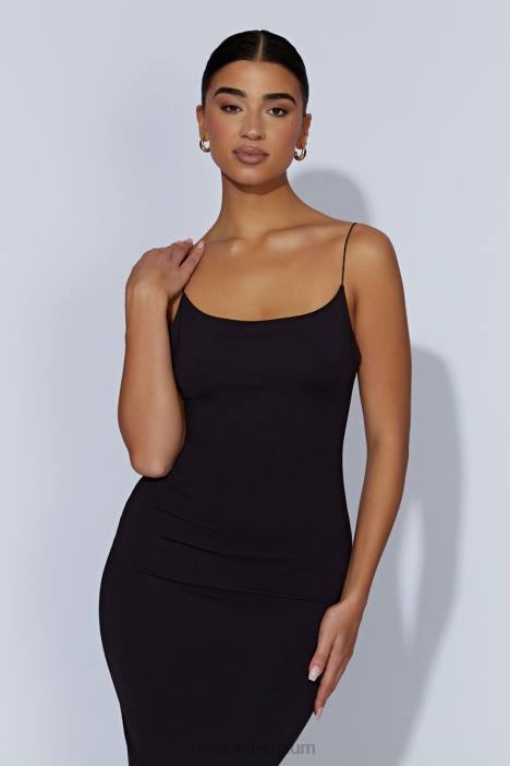 Lexia midi-jurk met lage halslijn Meshki zwart N4JN429 kleding