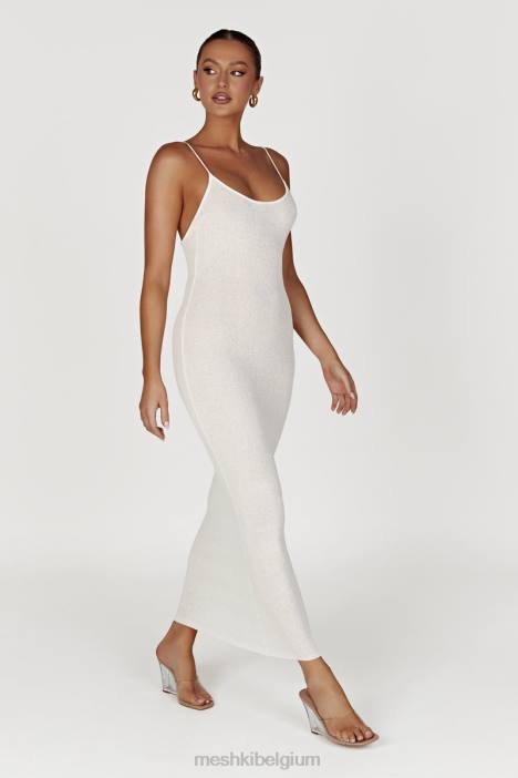 Magnolia gebreide midi-jurk Meshki ivoor N4JN560 kleding