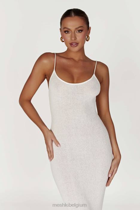Magnolia gebreide midi-jurk Meshki ivoor N4JN560 kleding