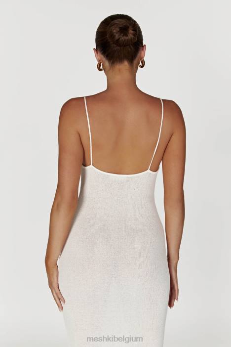 Magnolia gebreide midi-jurk Meshki ivoor N4JN560 kleding
