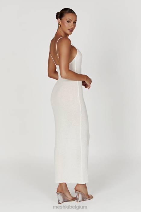 Magnolia gebreide midi-jurk Meshki ivoor N4JN560 kleding