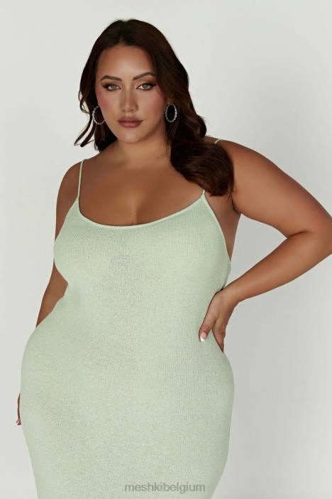 Magnolia gebreide midi-jurk Meshki pistache groen N4JN321 kleding