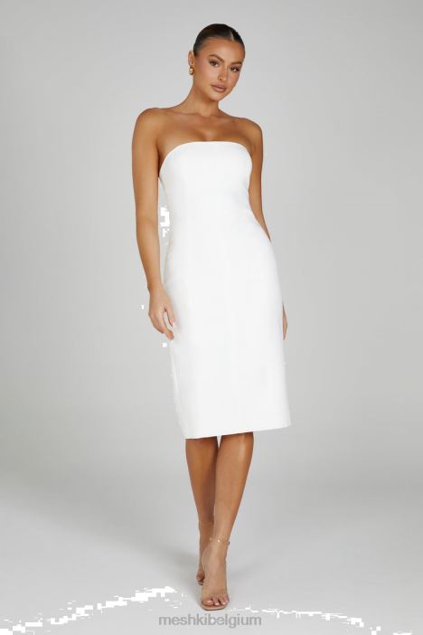Marianne strapless midi-jurk van crêpe Meshki wit N4JN144 kleding