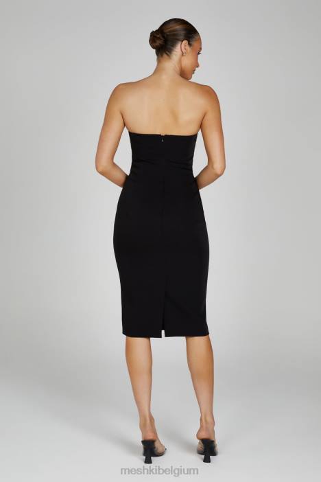 Marianne strapless midi-jurk van crêpe Meshki zwart N4JN141 kleding