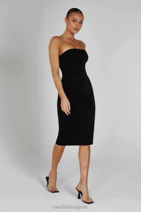 Marianne strapless midi-jurk van crêpe Meshki zwart N4JN141 kleding