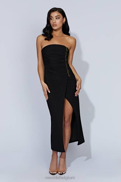 Mercer midi-jurk met e-haak Meshki zwart N4JN525 kleding