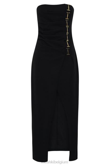 Mercer midi-jurk met e-haak Meshki zwart N4JN525 kleding