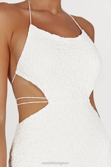 Midi-jurk met sakura-textuur Meshki wit N4JN498 kleding