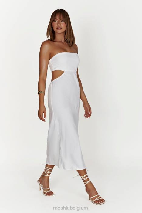 Midi-jurk van marlowlinnen Meshki wit N4JN564 kleding