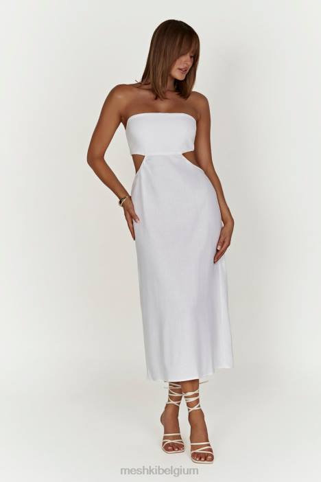 Midi-jurk van marlowlinnen Meshki wit N4JN564 kleding