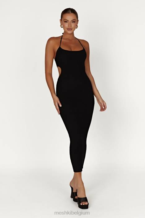Morgan halter gebreide midi-jurk Meshki zwart N4JN491 kleding