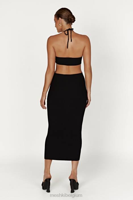 Morgan halter gebreide midi-jurk Meshki zwart N4JN491 kleding