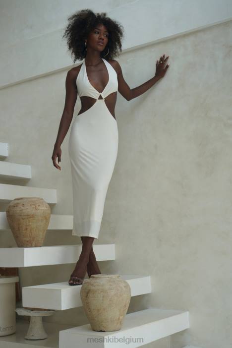 Natalie midi-jurk met halterhals en uitsnijding Meshki bot N4JN720 kleding
