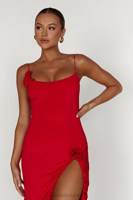 Nevaeh rose midi-jurk Meshki rood N4JN277 kleding