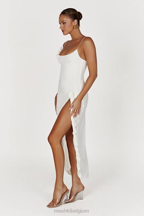 Nevaeh rose midi-jurk Meshki wit N4JN235 kleding